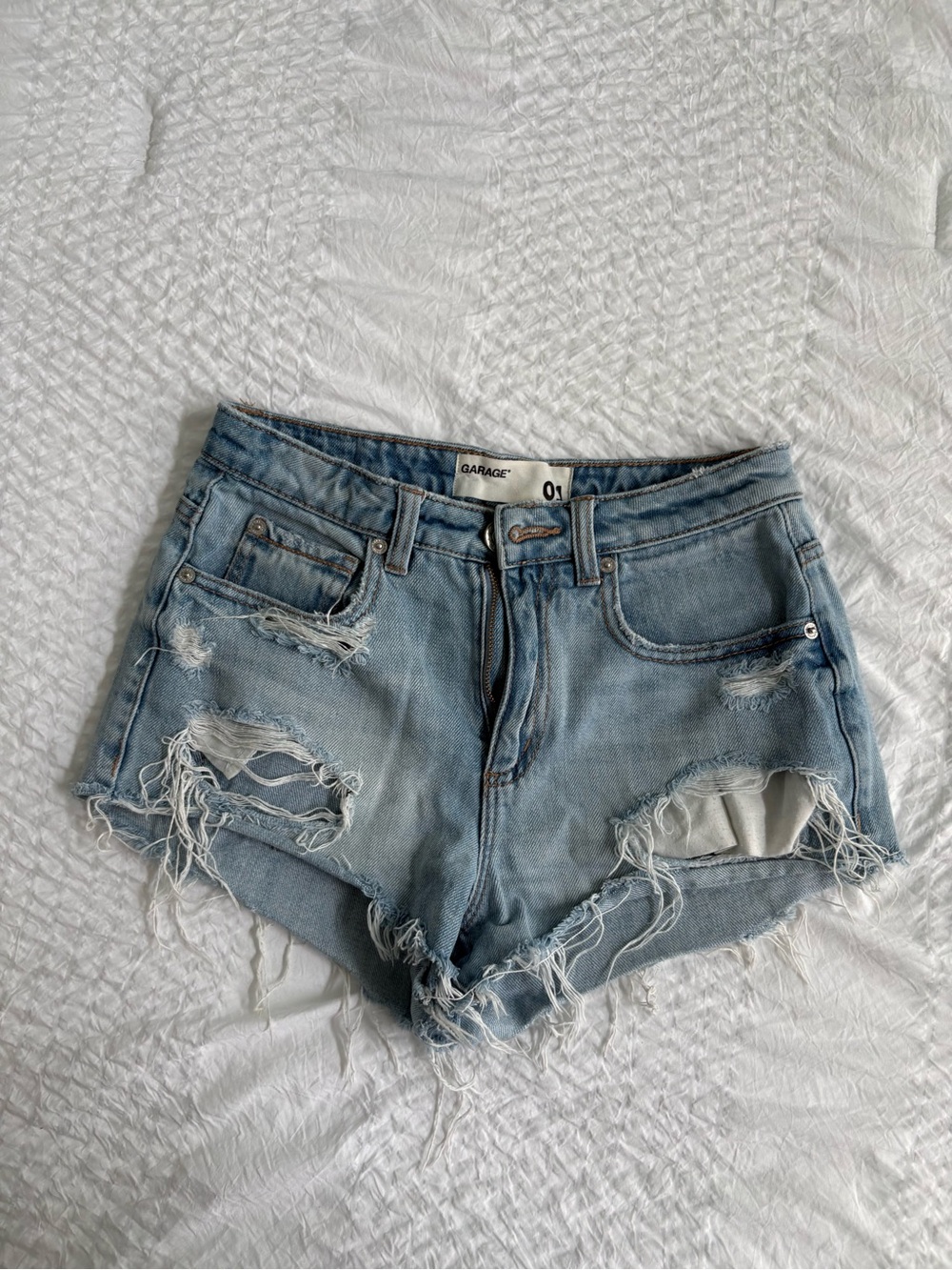 Garage Light Wash Distressed Denim Shorts Size 01
